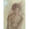 QUADRO DISEGNO SANGUIGNA CARTA Gigi Comolli STUDIO FIGURA FEMMINILE NUDO DONNA