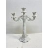 CANDELABRO PORCELLANA BIANCA "AK "STILE LIBERTY 3 BRACCI DECORO FLOREALE '900