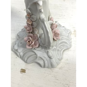 CANDELABRO PORCELLANA BIANCA "AK "STILE LIBERTY 3 BRACCI DECORO FLOREALE '900