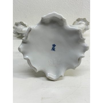 CANDELABRO PORCELLANA BIANCA "AK "STILE LIBERTY 3 BRACCI DECORO FLOREALE '900