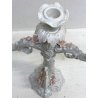 CANDELABRO PORCELLANA BIANCA "AK "STILE LIBERTY 3 BRACCI DECORO FLOREALE '900
