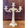 CANDELABRO PORCELLANA BIANCA "AK "STILE LIBERTY 3 BRACCI DECORO FLOREALE '900