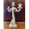 CANDELABRO PORCELLANA BIANCA "AK "STILE LIBERTY 3 BRACCI DECORO FLOREALE '900