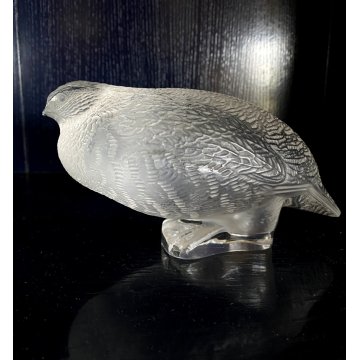 FIGURA CRISTALLO Lalique QUAGLIA FROSTED CRYSTAL FERMACARTE PRESSEPAIER '50 MCM