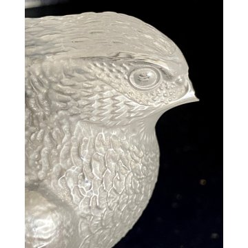 FIGURA CRISTALLO Lalique QUAGLIA FROSTED CRYSTAL FERMACARTE PRESSEPAIER '50 MCM