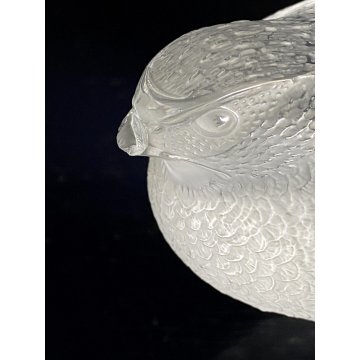 FIGURA CRISTALLO Lalique QUAGLIA FROSTED CRYSTAL FERMACARTE PRESSEPAIER '50 MCM