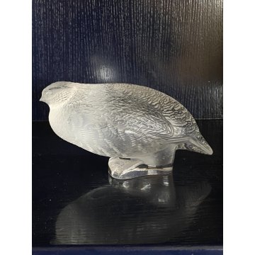 FIGURA CRISTALLO Lalique QUAGLIA FROSTED CRYSTAL FERMACARTE PRESSEPAIER '50 MCM