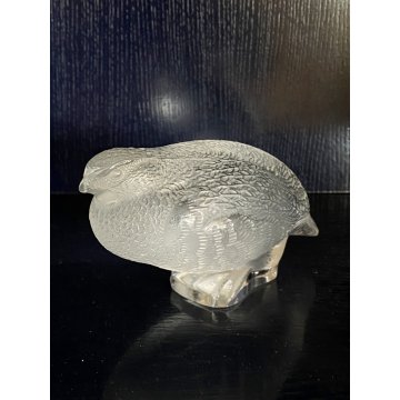 FIGURA CRISTALLO Lalique QUAGLIA FROSTED CRYSTAL FERMACARTE PRESSEPAIER '50 MCM