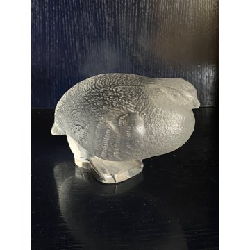 FIGURA CRISTALLO Lalique QUAGLIA FROSTED CRYSTAL FERMACARTE PRESSEPAIER '50 MCM