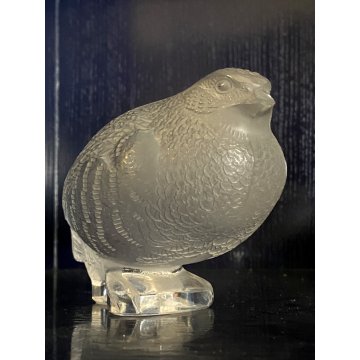 FIGURA CRISTALLO Lalique QUAGLIA FROSTED CRYSTAL FERMACARTE PRESSEPAIER '50 MCM