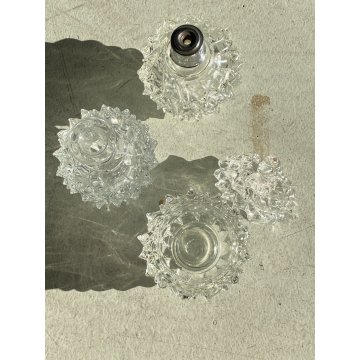 SET 3 Vanity Bottle  Barovier&Toso VETRO MURANO ROSTRATO TRASPARENTE ART DECO'