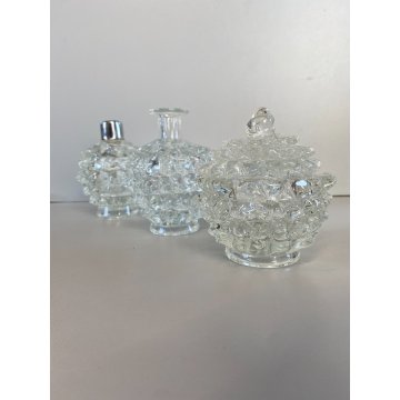 SET 3 Vanity Bottle  Barovier&Toso VETRO MURANO ROSTRATO TRASPARENTE ART DECO'