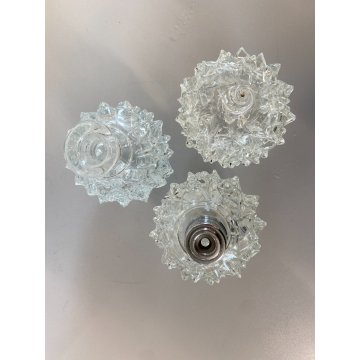 SET 3 Vanity Bottle  Barovier&Toso VETRO MURANO ROSTRATO TRASPARENTE ART DECO'