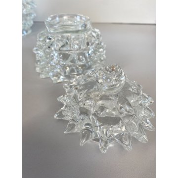 SET 3 Vanity Bottle  Barovier&Toso VETRO MURANO ROSTRATO TRASPARENTE ART DECO'