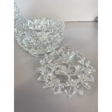 SET 3 Vanity Bottle  Barovier&Toso VETRO MURANO ROSTRATO TRASPARENTE ART DECO'