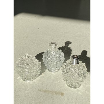 SET 3 Vanity Bottle  Barovier&Toso VETRO MURANO ROSTRATO TRASPARENTE ART DECO'