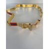 CINTURA Gucci LUXURY BELT METALLO ARTICOLATO FINITURA ORO SMALTO ROSSO BLU 70's