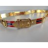 CINTURA Gucci LUXURY BELT METALLO ARTICOLATO FINITURA ORO SMALTO ROSSO BLU 70's
