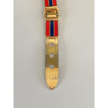 CINTURA Gucci LUXURY BELT METALLO ARTICOLATO FINITURA ORO SMALTO ROSSO BLU 70's
