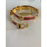 CINTURA Gucci LUXURY BELT METALLO ARTICOLATO FINITURA ORO SMALTO ROSSO BLU 70's