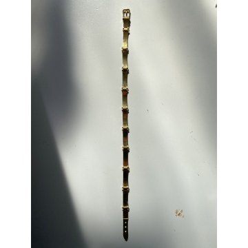 CINTURA Gucci LUXURY BELT METALLO ARTICOLATO FINITURA ORO SMALTO ROSSO BLU 70's