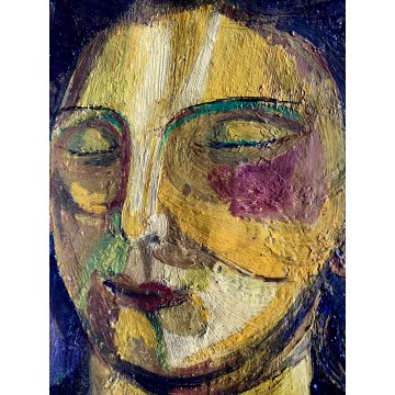 DIPINTO OLIO TELA Corrado Selvini RITRATTO DONNA FIGURA FEMMINILE ASTRATTO '900