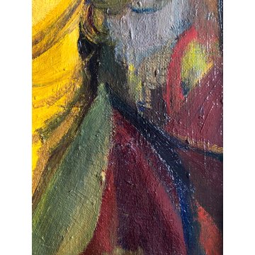 DIPINTO OLIO TELA Corrado Selvini RITRATTO DONNA FIGURA FEMMINILE ASTRATTO '900