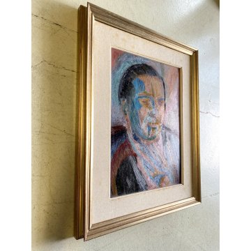 DIPINTO OLIO TELA Corrado Selvini RITRATTO UOMO FIGURA MASCHILE ASTRATTO '900