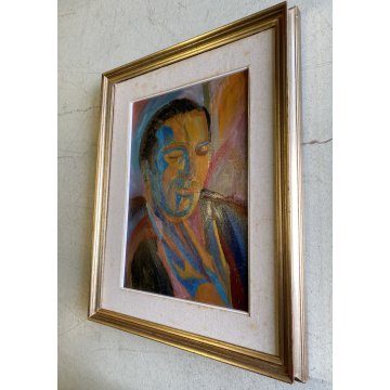 DIPINTO OLIO TELA Corrado Selvini RITRATTO UOMO FIGURA MASCHILE ASTRATTO '900