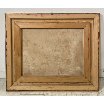 ANTICO QUADRO OLIO TELA Carlo Monti PAESAGGIO CASE TETTI ARONA LAGO MAGGIORE