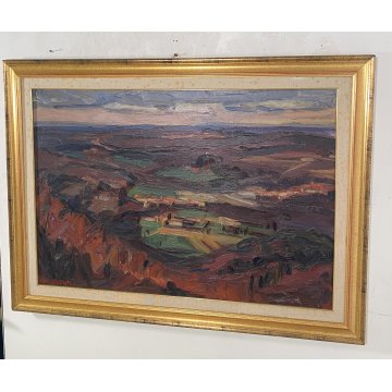 DIPINTO OLIO Carlo Monti VEDUTA PAESAGGIO RURALE COLLINA ARONA LAGO MAGGIORE