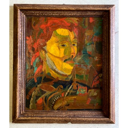 DIPINTO OLIO TELA RITRATTO Corrado Selvini  "L'uomo colla cresta" ASTRATTO MEINA