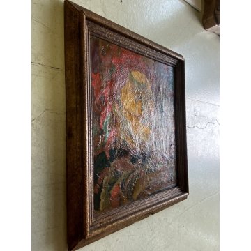 DIPINTO OLIO TELA RITRATTO Corrado Selvini  "L'uomo colla cresta" ASTRATTO MEINA