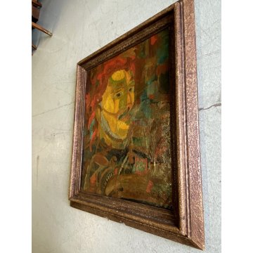 DIPINTO OLIO TELA RITRATTO Corrado Selvini  "L'uomo colla cresta" ASTRATTO MEINA