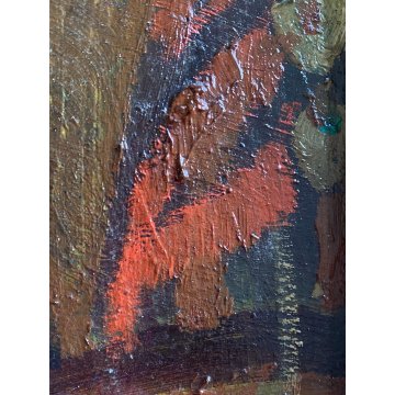 DIPINTO OLIO TELA RITRATTO Corrado Selvini  "L'uomo colla cresta" ASTRATTO MEINA