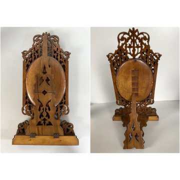 TRITTICO SORRENTINO SPECCHIO DA VIAGGIO LEGNO INTARSIATO PIEGHEVOLE EPOCA '800