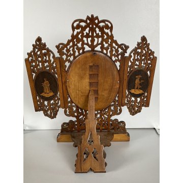 TRITTICO SORRENTINO SPECCHIO DA VIAGGIO LEGNO INTARSIATO PIEGHEVOLE EPOCA '800