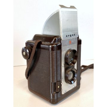 FOTOCAMERA Argus LUMAR 75mm BIOTTICA TLR 6X6 VINTAGE BROWN BACHELITE USA '50/'60