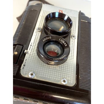 FOTOCAMERA Argus LUMAR 75mm BIOTTICA TLR 6X6 VINTAGE BROWN BACHELITE USA '50/'60