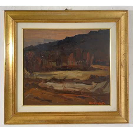 DIPINTO OLIO Carlo Monti VEDUTA PAESAGGIO RURALE COLLINA ARONA LAGO MAGGIORE