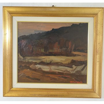 DIPINTO OLIO Carlo Monti VEDUTA PAESAGGIO RURALE COLLINA ARONA LAGO MAGGIORE