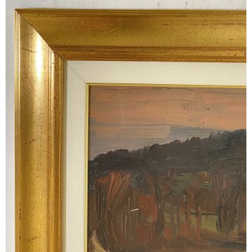 DIPINTO OLIO Carlo Monti VEDUTA PAESAGGIO RURALE COLLINA ARONA LAGO MAGGIORE