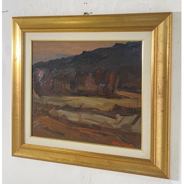 DIPINTO OLIO Carlo Monti VEDUTA PAESAGGIO RURALE COLLINA ARONA LAGO MAGGIORE