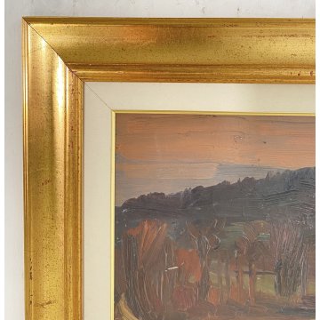 DIPINTO OLIO Carlo Monti VEDUTA PAESAGGIO RURALE COLLINA ARONA LAGO MAGGIORE