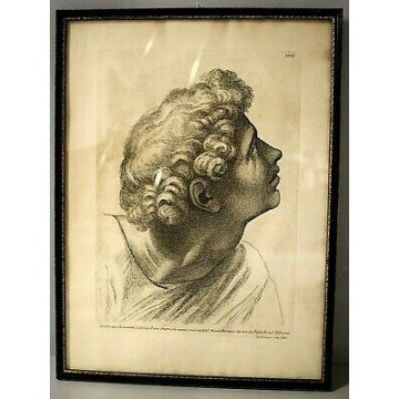QUADRO ANTICA STAMPA da INCISIONE 1760 P.Fidanza GIOVANE in AMMIRAZIONE di OMERO