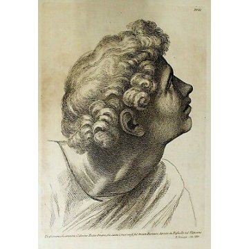 QUADRO ANTICA STAMPA da INCISIONE 1760 P.Fidanza GIOVANE in AMMIRAZIONE di OMERO