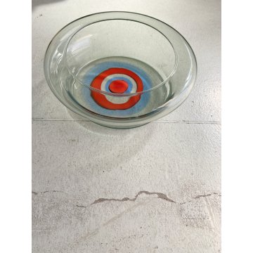 VASO MINIMALISTA VETRO MURANO GRIGIO DECORO MOTIVO FASCE CONCENTRICO ø26,5x9cm/h
