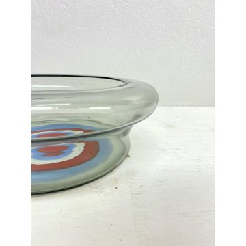 VASO MINIMALISTA VETRO MURANO GRIGIO DECORO MOTIVO FASCE CONCENTRICO ø26,5x9cm/h