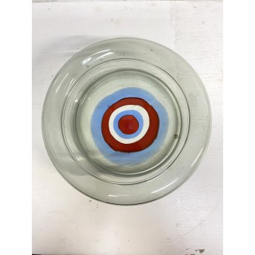 VASO MINIMALISTA VETRO MURANO GRIGIO DECORO MOTIVO FASCE CONCENTRICO ø26,5x9cm/h