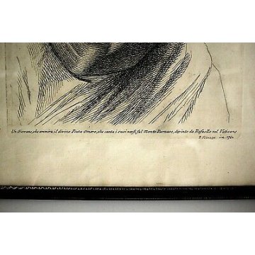 QUADRO ANTICA STAMPA da INCISIONE 1760 P.Fidanza GIOVANE in AMMIRAZIONE di OMERO